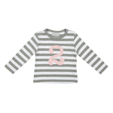 Bob & Blossom - Zahlenshirt "2" - grau weiss gestreift
