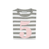 Bob & Blossom - Zahlenshirt "5" - grau weiss gestreift