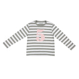 Bob & Blossom - Zahlenshirt "5" - grau weiss gestreift