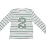 Bob & Blossom - Zahlenshirt "2" - mintgrün weiss gestreift