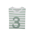 Bob & Blossom - Zahlenshirt "3" - mintgrün weiss gestreift