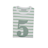 Bob & Blossom - Zahlenshirt "5" - mintgrün weiss gestreift