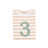 Bob & Blossom - Zahlenshirt "3" - beige weiss gestreift
