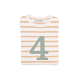 Bob & Blossom - Zahlenshirt "4" - beige weiss gestreift
