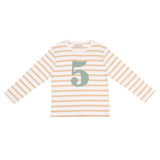Bob & Blossom - Zahlenshirt "5" - beige weiss gestreift